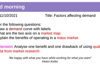 Edexcel Business A level Theme 1 lesson slides