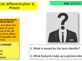 WJEC GCSE Sociology -  Social differentiation and power