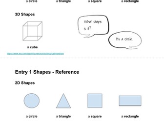 Entry 1 Maths 2D and 3D Shapes Reference