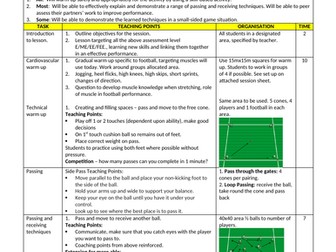 Football Lesson Plans - Year 7