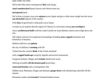 GCSE English Vocabulary ( Describing a destination)