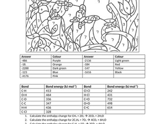 C5 energy changes colouring by numbers