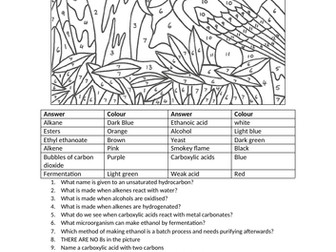 C7 organic chemistry colouring by numbers