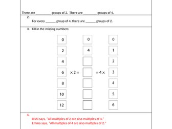 Making Links Between the 2 and 4 Times Table