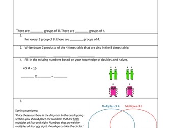 Making Links between the 4 and 8 Times Tables