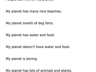 Design a planet and fact file template