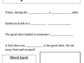 Alien newspaper cloze with support - EYFS