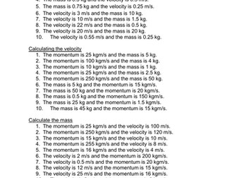 Momentum Calculations and Simple Collisions