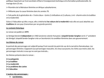 Une si longue lettre - Mariama Bâ - Analyse
