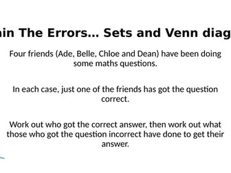 Explain The Errors - Sets and Venn Diagrams