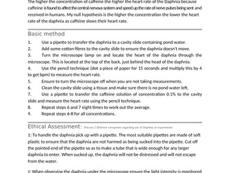 Act 1.27 Daphnia recording sheet