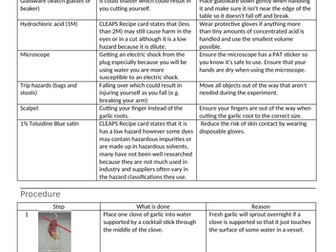 Act 3.9 Root tip squash recording sheet