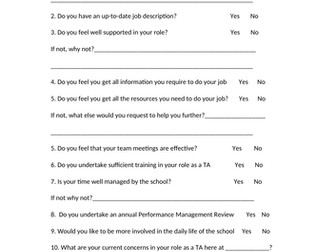 Support Staff/Teaching Assistant  Questionnaire