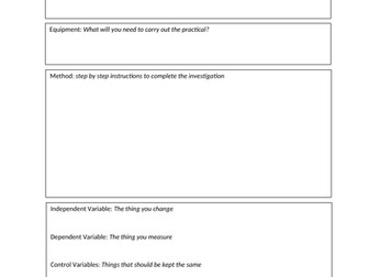 Planning an Investigation Support Worksheet