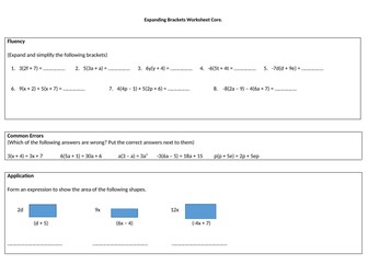 Expanding Brackets Mastery Worksheets (3 Differentiated)