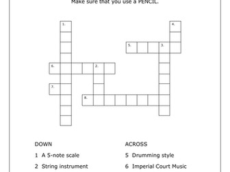 Japanese Music Crossword