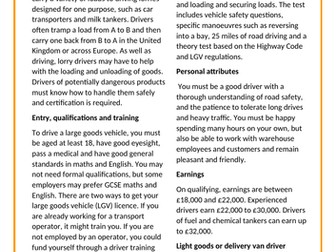 What careers are available in the Driving Services?