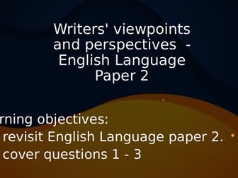 English Language paper 2 - Questions 1-3