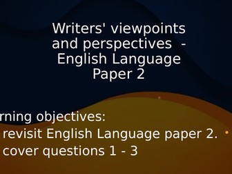 English Language paper 2 - Questions 1-3