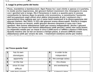 A level Italian practice - Italian families and mammoni