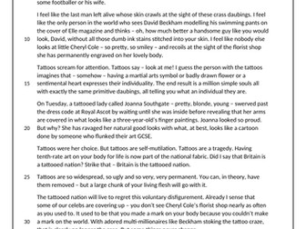 AQA English Language Paper 2 Question 3 Tattoos