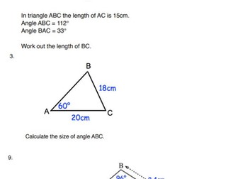 Trigonometry - Sine rule (Non-Right angle triangles)