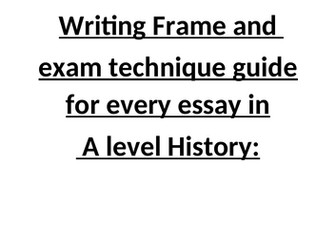 Writing Frame Booklet A level History Pearson Edexcel