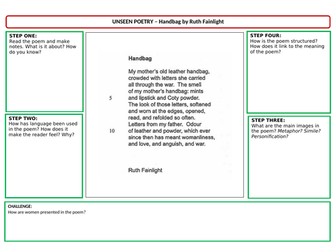 Unseen poetry analysis worksheets