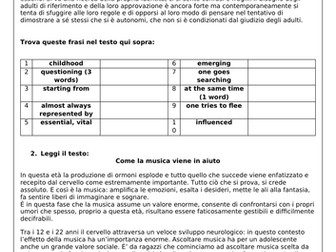 A level Italian Practice - Theme 2 -  Musica e giovani