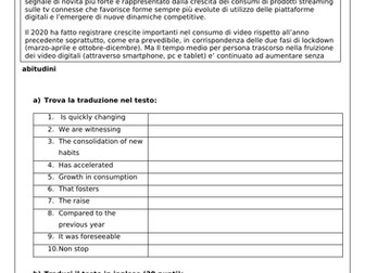 A levels translation practice - Italian - theme 2 - TV habits during lockdown