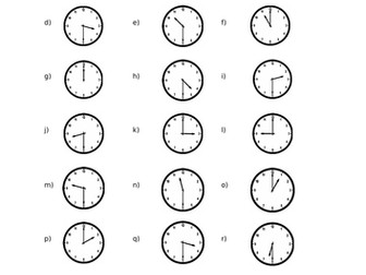 Digital Time - o'clock and half past.