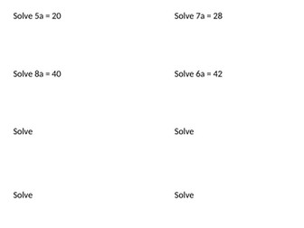 One-step equations - multiplying and dividing - worksheet