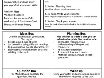 English Literature Easter Revision Work Booklet