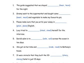 11+ Exam Verbal Reasoning – HOMOPHONES Exercise with Answers