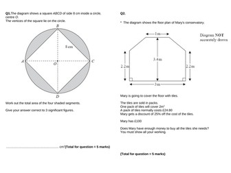 GCSE Maths Revision -  4-5 Marks questions Foundation