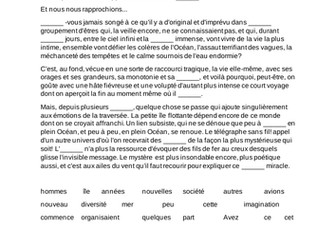 French A level exam style gap-fill tasks