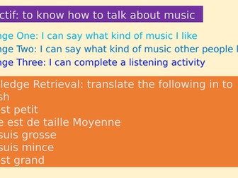 French Music lesson - Key Stage 3