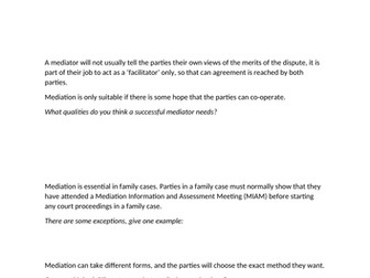 AQA A Level LAW - Dispute Resolution