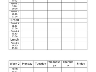 2 week timetable