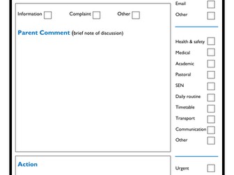 Parent Communication Form - Fully editable