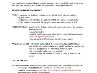 AQA A-Level PE Skill Acquisition Paper 1