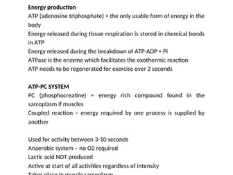 AQA A-Level PE exercise physiology