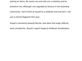 Harry Potter Diary Entries - 'bad' example