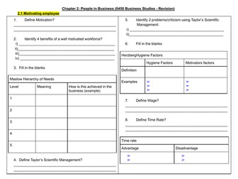 People in business section 2 revision worksheet complete