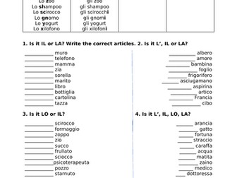 Articles in Italian - exercise