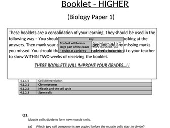 B1 AQA revision questions booklet