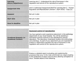 Unit 9:Human Regulation and Reproduction -Brief for Assignment C