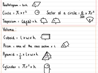 IGCSE Cambridge Maths Formulae Sheet