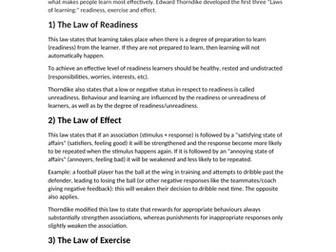 3.3.2 Thorndike's Laws of Learning (A level PE for Edexcel)