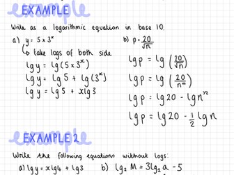Equations and Logarithms Notes (IGCSE Cambridge Additional Mathematics)